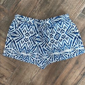 Blue and white patterned shorts